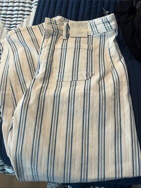 Universal Thread Cream and Blue Striped Sailor Straight Chinos